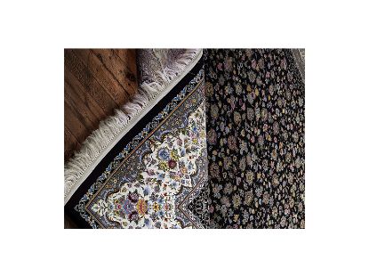 تصویر فرش پاتریس طرح افشان مهربان گل رنگ سرمه ای 1200 شانه